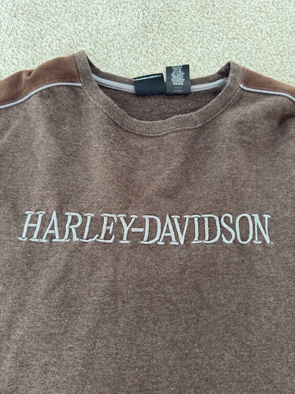 Harley-Davidson Brown Crewneck with White Embroidered Logo